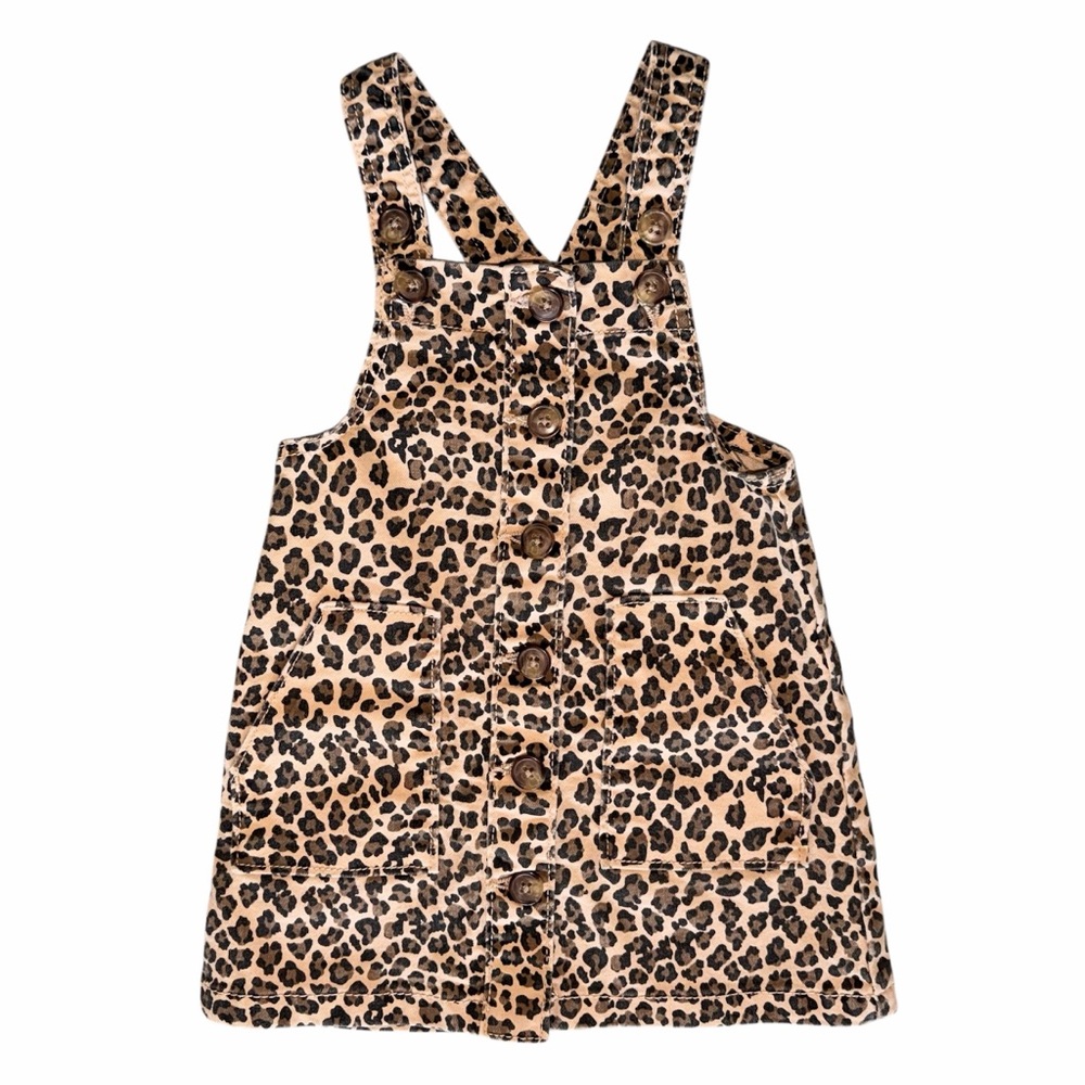 Wonder Nation Leopard Print Overall Jumper Dress - 2T